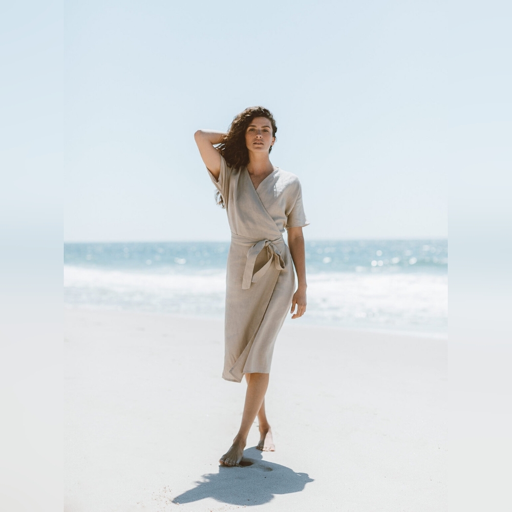 100% Linen Wrap Dress By Love AndConfuse